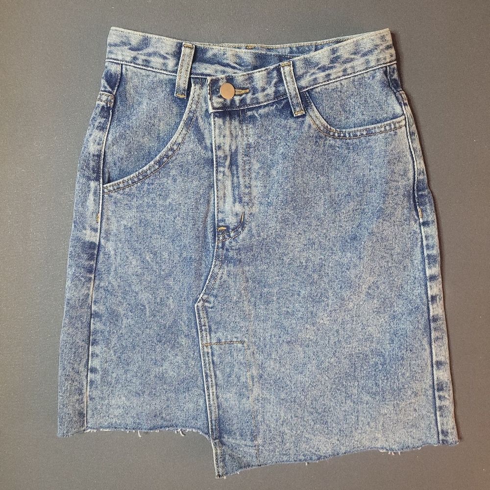 OAK + FORT Light Blue Asymetric  Denim Skirt